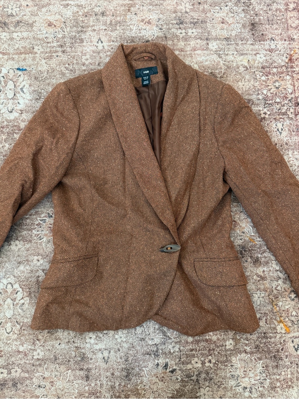 Vintage H&M Women's Brown Tweed Blazer Jacket
